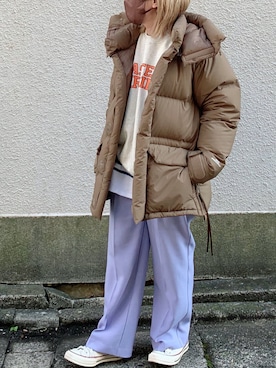 「ISOOK（アイスー）のアイテム（スウェット）」を使った、yokoさん（レディース・157cm）の冬コーディネート