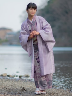 「アイテム（水着/着物・浴衣、シルバー系）」を使った、陽菜＊着物女子さん（レディース・153cm）の冬コーディネート