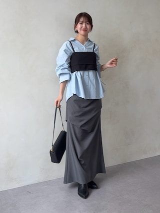 「Thevon(ゼボン)のビスチェ×袖リボンシャツ(シャツ/ブラウス)」を使った、yunaさん(レディース・152cm)の冬コーディネート