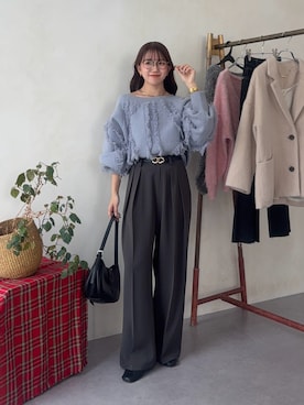 「アイテム（ベルト）」を使った、yunaさん（レディース・152cm）の冬コーディネート