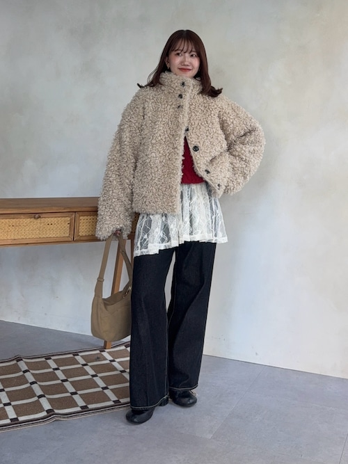 Thevon.プードルファーミドルジャケット アイボリー 完売商品 Thevon