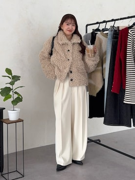 「アイテム（スラックス）」を使った、yunaさん（レディース・152cm）の冬コーディネート