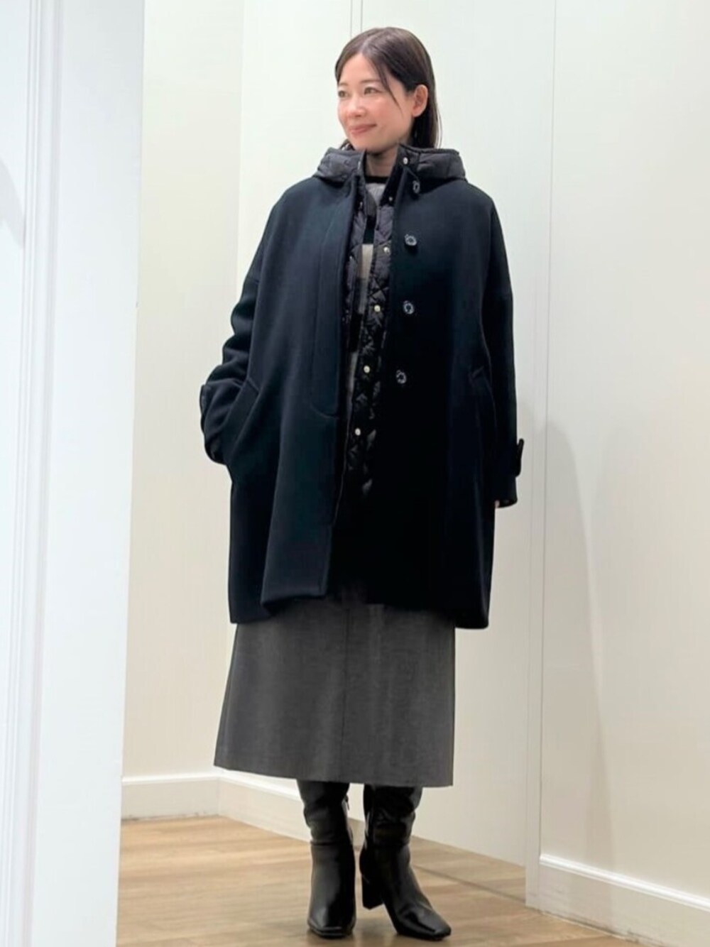 【マッキントッシュロンドン】ノーカラーコート　ニットコート MACKINTOSH LONDON｜マッキントッシュ ロンドンのノーカラー