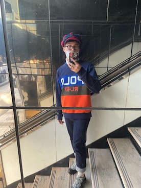 「POLO RALPH LAUREN（ポロ ラルフ ローレン）のアイテム（スウェット、ブルー系）」を使った、Tomoki さん（メンズ・173cm）の冬コーディネート