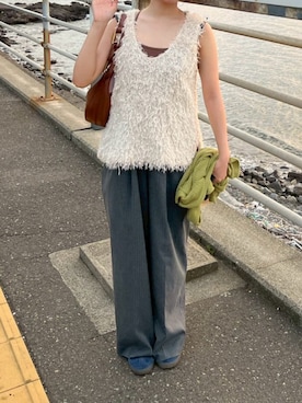 「アイテム（サロペット/オーバーオール）」を使った、Hさん（レディース・158cm）の夏コーディネート