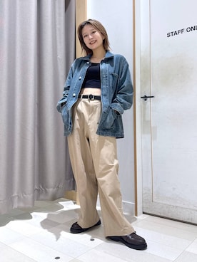 「GLOBAL WORK（グローバルワーク）のらくっションベルトモカミュール/1051834（ローファー、ブラウン系）」を使った、cocorogwさん（レディース・159cm）の秋コーディネート