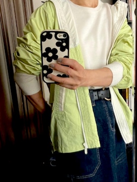 「ワークマン女子のアイテム（デニムスカート、イエロー系）」を使った、ichigoannさん（レディース・154cm）の春コーディネート