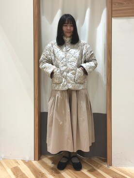 「新作」｜「アイテム（ノーカラージャケット）」を使った、kohaku🐑さん（レディース・164cm）の冬コーディネート