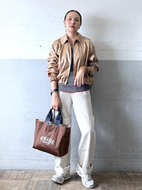 セール】レザーライクサテンブルゾン（ブルゾン）｜ADAM ET ROPE