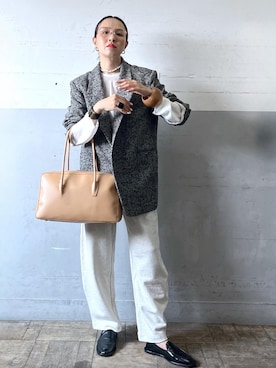 「アイテム（ボストンバッグ）」を使った、カワバタさん（レディース・166cm）の夏コーディネート