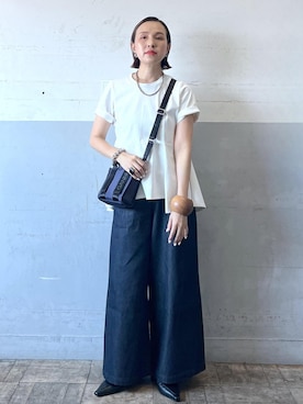 「アイテム（デニムパンツ）」を使った、カワバタさん（レディース・166cm・40代）の夏コーディネート