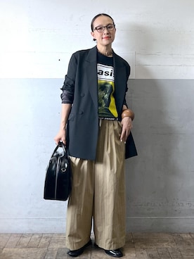 「アイテム（スラックス）」を使った、カワバタさん（レディース・166cm・40代）の夏コーディネート