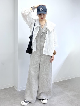 「アイテム（キャップ）」を使った、カワバタさん（レディース・166cm）の春コーディネート