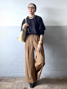 「アイテム（トートバッグ）」を使った、カワバタさん（レディース・166cm・40代）の夏コーディネート