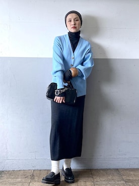 「アイテム（カーディガン/ボレロ）」を使った、カワバタさん（レディース・166cm・40代）の冬コーディネート