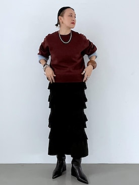 「アイテム（スカート）」を使った、カワバタさん（レディース・166cm・50代）の秋コーディネート