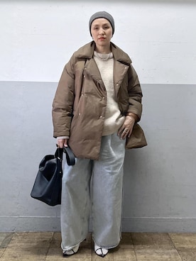 「アイテム（ブラック系）」を使った、カワバタさん（レディース・166cm）の冬コーディネート