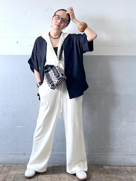 「アイテム（その他アウター、ブラック系）」を使った、カワバタさん（レディース・166cm）の夏コーディネート