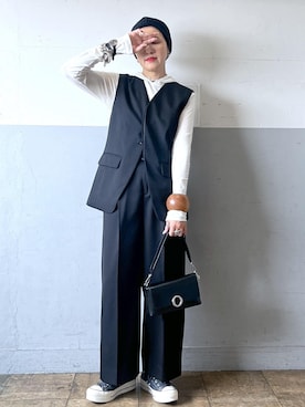 「アイテム（バッグ）」を使った、カワバタさん（レディース・166cm・50代）の秋コーディネート