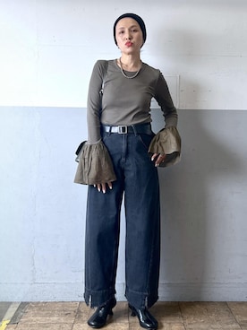 「アイテム（バッグ）」を使った、カワバタさん（レディース・166cm・50代）の秋コーディネート