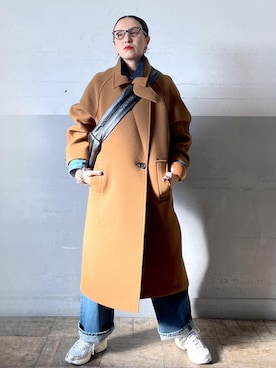 「アイテム（ステンカラーコート）」を使った、カワバタさん（レディース・166cm）の秋コーディネート