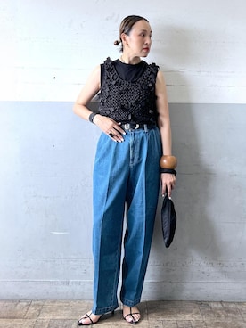 「アイテム（ベスト）」を使った、カワバタさん（レディース・166cm・40代）の夏コーディネート