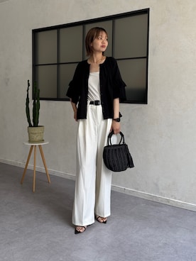 「Chez toi（シェトワ）のアイテム（かごバッグ）」を使った、karinさん（レディース・168cm）の夏コーディネート