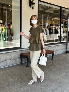 「オリーブ」｜「アイテム（バッグ）」を使った、karinさん（レディース・168cm）の夏コーディネート