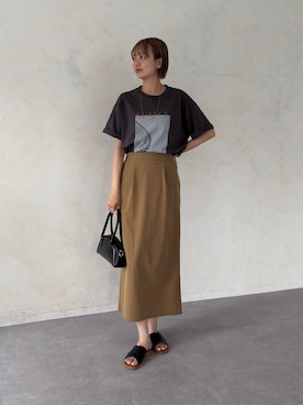 「アイテム（スカート、イエロー系）」を使った、karinさん（レディース・168cm）の夏コーディネート