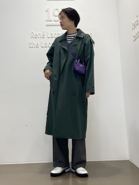 「ラコステ」｜「アイテム（トレンチコート）」を使った、kitamuraさん（レディース・168cm）の春コーディネート