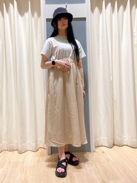 「Samansa Mos2 blue（サマンサモスモスブルー）のアイテム（帽子）」を使った、おたけ🦔⸒⸒さん（レディース・162cm）の春コーディネート