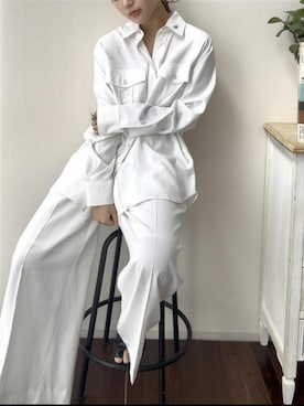 「白コーデ」｜はちみつうめさん（レディース・155cm）の春コーディネート