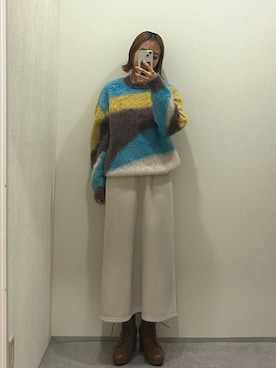 「ベロアスカート」｜「アイテム（ブーツ）」を使った、はちみつうめさん（レディース・155cm）の秋コーディネート