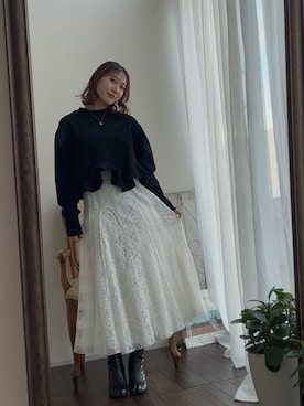 「レギュラー」｜「アイテム（スウェット）」を使った、はちみつうめさん（レディース・155cm）の冬コーディネート