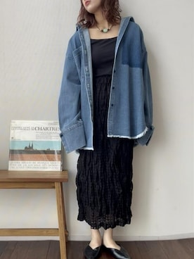 「ワッシャースカート」｜はちみつうめさん（レディース・155cm）の夏コーディネート