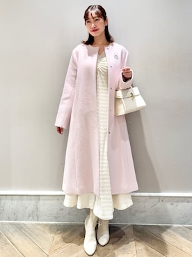 「アイテム（ノーカラーコート）」を使った、CELFORDさん（レディース・159cm）の秋コーディネート