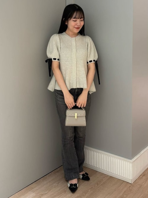 リボンディテールペプラムカーディガン　１回のみ着用 リボンディテールペプラムカーディガン（カーディガン/ボレロ