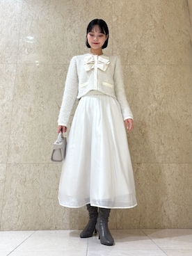 「アイテム（ノーカラージャケット）」を使った、CELFORDさん（レディース・161cm）の夏コーディネート