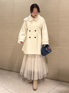 CELFORD Aラインウールミドルコート アイボリー Aラインウールミドルコートを使った人気ファッションコーディネート - WEAR