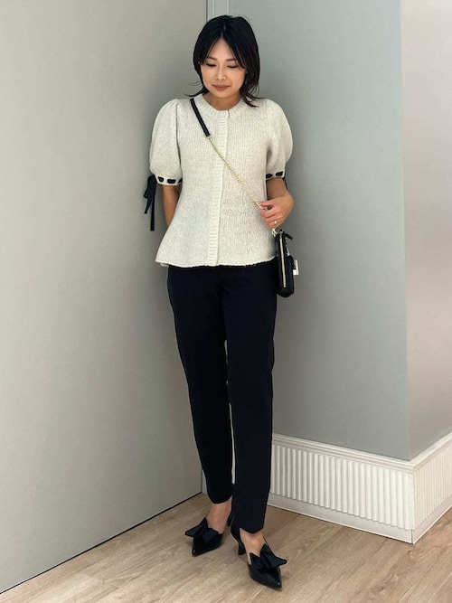 CELFORD リボンディテールペプラムカーディガン リボンディテールペプラムカーディガン(ニットプルオーバー