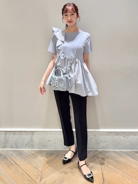 「CELFORD（セルフォード）のアシンメトリーカットチュニック（Tシャツ/カットソー、ブルー系）」を使った、CELFORDさんの夏コーディネート