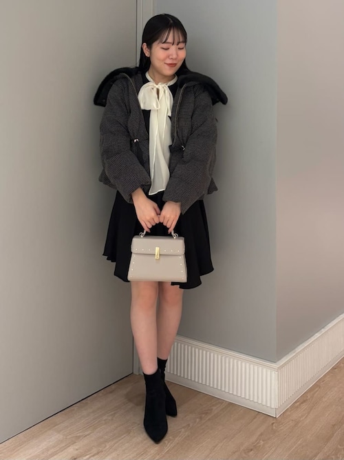 ファー襟付きツイードショートコート（ダウンジャケット/コート