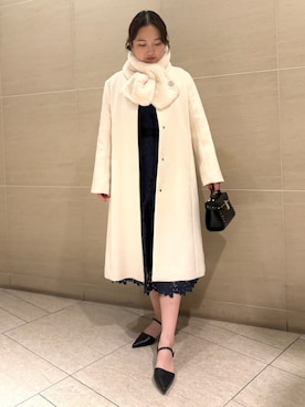 「アイテム（ノーカラーコート、ホワイト系）」を使った、CELFORDさん（レディース・158cm）の秋コーディネート