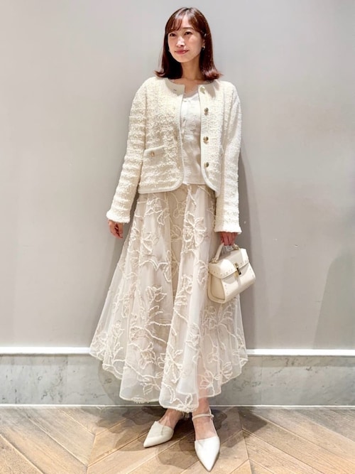 ブラッシュドエンブロイダリースカート　セルフォード　フレアスカート ブラッシュドエンブロイダリースカート(SKIRT（スカート