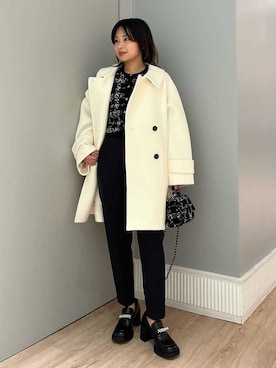 「アイテム（ピーコート、ホワイト系）」を使った、CELFORDさん（レディース・152cm）の秋コーディネート