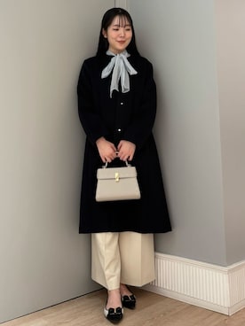 「アイテム（ノーカラーコート）」を使った、CELFORDさん（レディース・165cm）の秋コーディネート