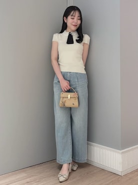 「CELFORD（セルフォード）の【REDOUTE】衿付きニットプルオーバー（ニット/セーター、ホワイト系）」を使った、CELFORDさんの春コーディネート