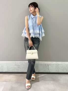 「CELFORD（セルフォード）のリュタンビジュースタッズポシェット（Ｍ）（ショルダーバッグ、ホワイト系）」を使った、CELFORDさんの夏コーディネート