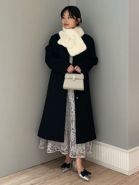 「アイテム（ノーカラーコート）」を使った、CELFORDさん（レディース・152cm）の秋コーディネート