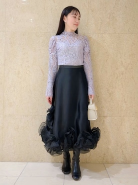 「お呼ばれコーディネート」｜「アイテム（ブーツ）」を使った、CELFORDさん（レディース・154cm）の冬コーディネート